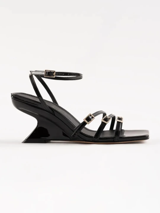 Zdjęcie produktu Souliers Martinez sandały na koturnie skórzane EDEN czarny