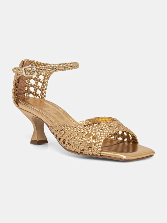 Zdjęcie produktu Souliers Martinez sandały na niskim obcasie skórzane VERONICA złoty