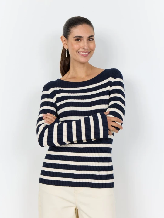 Zdjęcie produktu soyaconcept® sweter z dzianiny - Dollie Kobiety Sztuczne włókno biały | niebieski