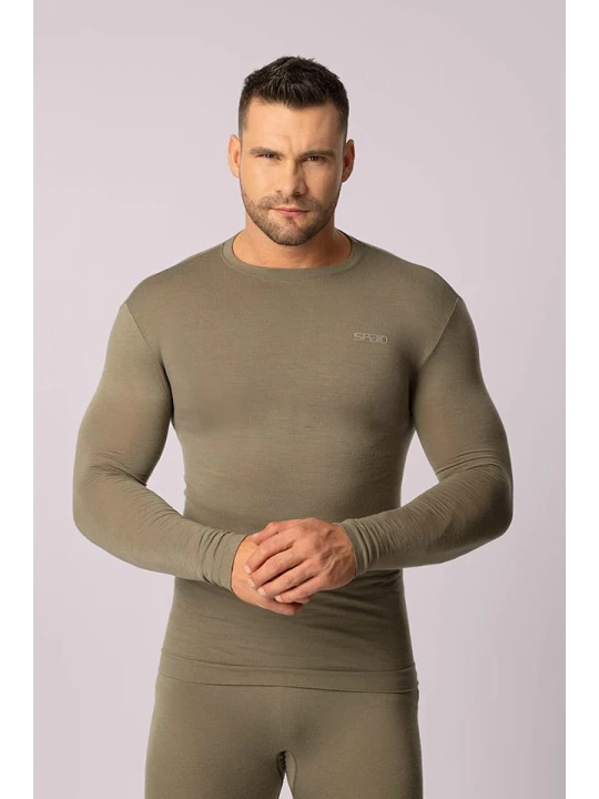 Zdjęcie produktu Spaio Koszulka termiczna "Merino" w kolorze khaki rozmiar: L