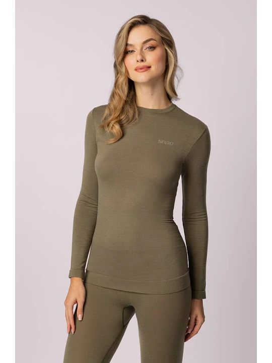 Zdjęcie produktu Spaio Koszulka termiczna "Merino" w kolorze khaki rozmiar: L