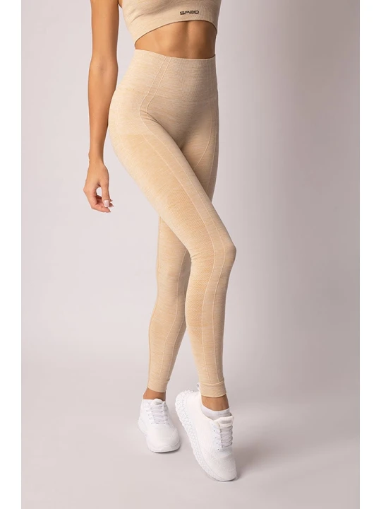 Zdjęcie produktu Spaio Legginsy sportowe "Melange" w kolorze beżowym rozmiar: XL