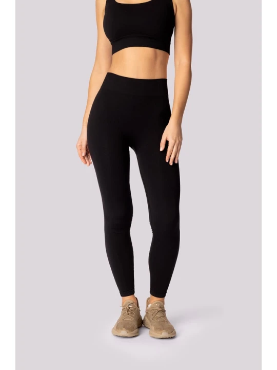 Zdjęcie produktu Spaio Legginsy sportowe "Ribbed" w kolorze czarnym rozmiar: M/L