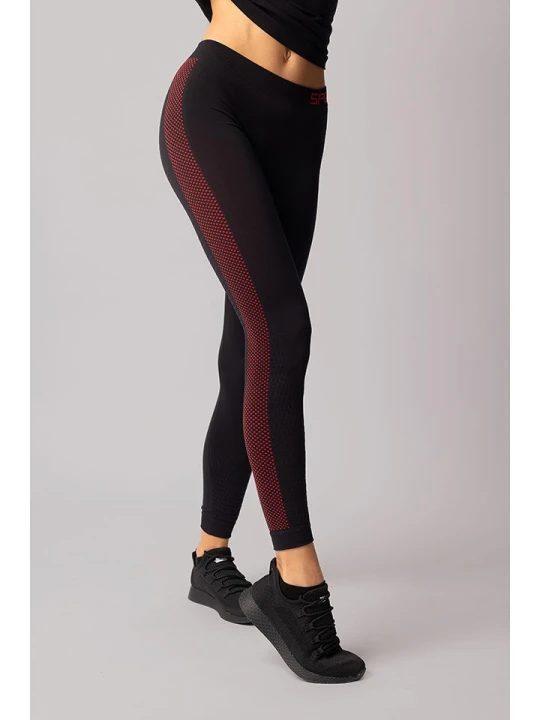Zdjęcie produktu Spaio Legginsy termiczne "Fierce" w kolorze czarno-czerwonym rozmiar: XL