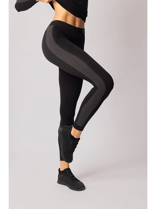 Zdjęcie produktu Spaio Legginsy termiczne "Fierce" w kolorze czarno-szarym rozmiar: S