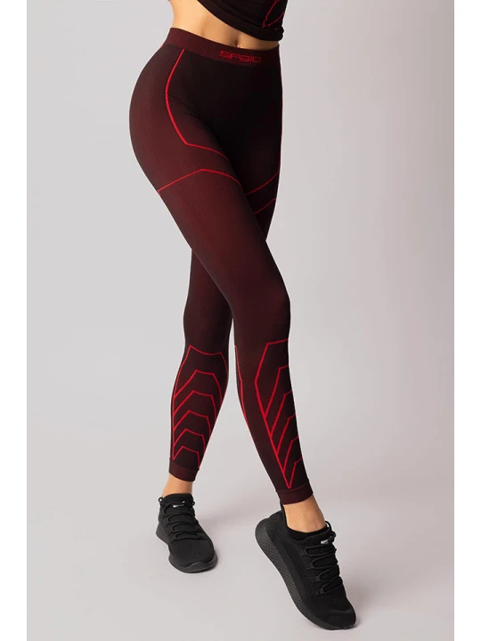 Zdjęcie produktu Spaio Legginsy termiczne "Rapid" w kolorze bordowo-czarnym rozmiar: S