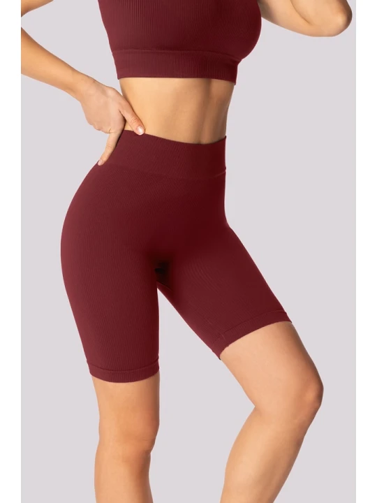 Zdjęcie produktu Spaio Szorty sportowe "Ribbed" w kolorze bordowym rozmiar: M/L