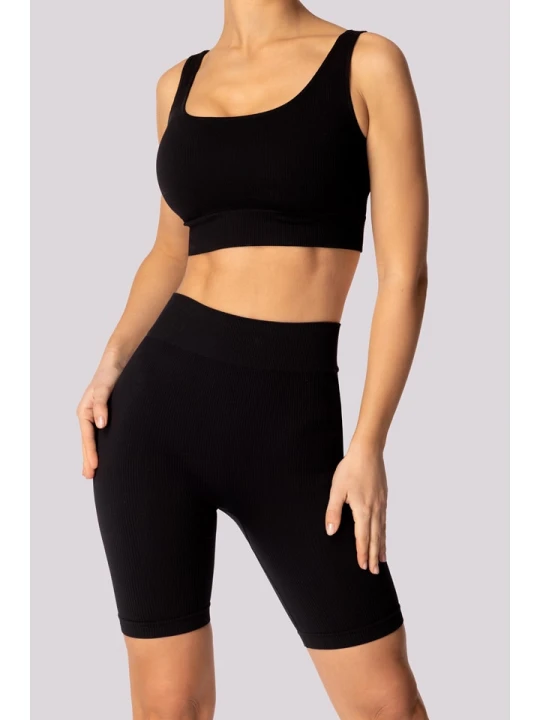 Zdjęcie produktu Spaio Szorty sportowe "Ribbed" w kolorze czarnym rozmiar: L/XL