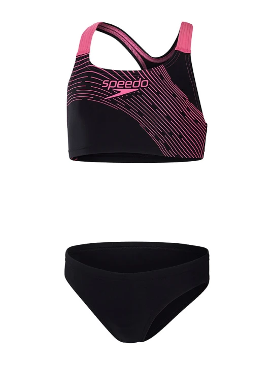 Zdjęcie produktu Speedo Bikini "Eco Medley" w kolorze czarno-jasnoróżowym rozmiar: 164