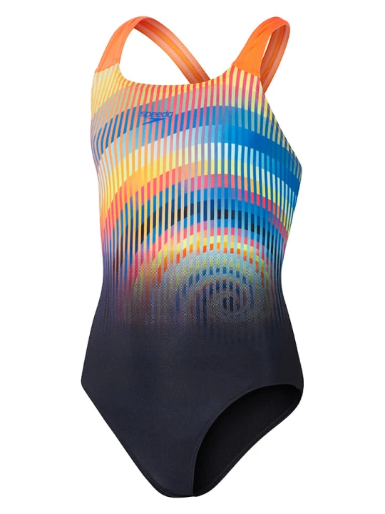 Zdjęcie produktu Speedo Strój kąpielowy "Eco+" w kolorze czarno-pomarańczowo-niebieskim rozmiar: 128