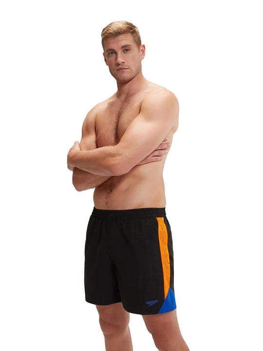 Zdjęcie produktu Speedo Szorty kąpielowe "Eco H-Boom" w kolorze czarno-pomarańczowo-niebieskim rozmiar: S