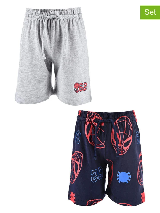 Zdjęcie produktu Spiderman Bermudy dresowe (2 pary) "Spider-Man" w kolorze szaro-granatowym rozmiar: 116