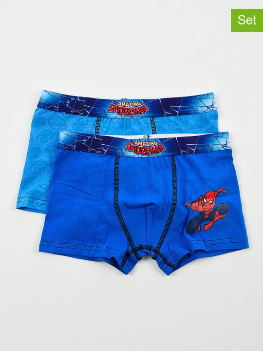 Zdjęcie produktu Spiderman Bokserki (2 pary) "Spider-Man" w kolorze niebieskim rozmiar: 116-128