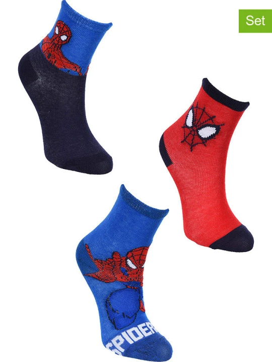 Zdjęcie produktu Spiderman Skarpety (3 pary) "Spider-Man" w kolorze niebiesko-czerwonym rozmiar: 23-26