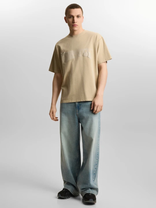 Zdjęcie produktu Splash t-shirt boxy męski beżowy Klasyk