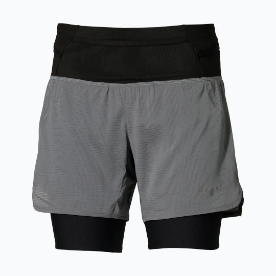 Zdjęcie produktu Spodenki do biegania damskie Mizuno Trail Multipocket 2in1 lava smoke Szary