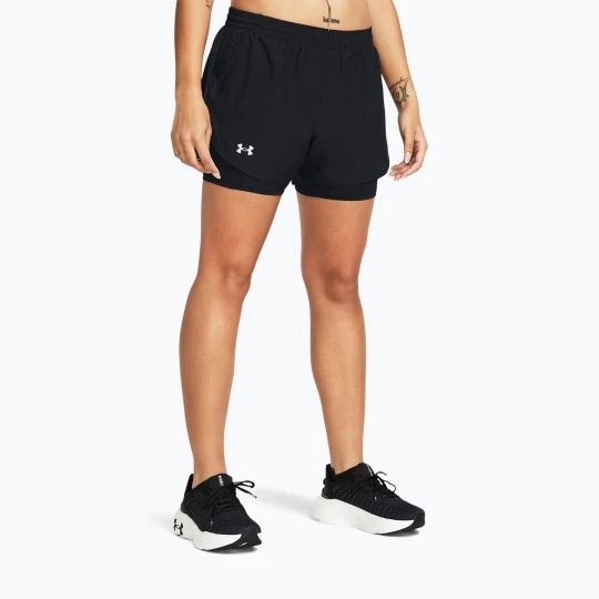 Zdjęcie produktu Spodenki do biegania damskie Under Armour Fly By 2in1 black / black / reflective