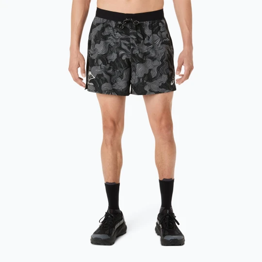 Zdjęcie produktu Spodenki do biegania męskie ASICS Fujitrail All Over Print 5IN performance black / carbon / cream Szary