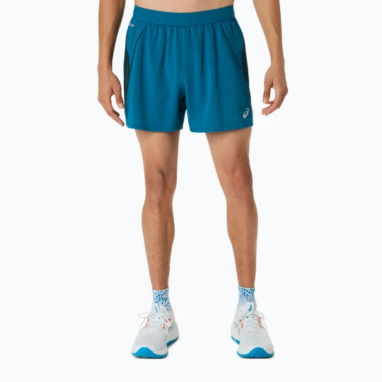 Zdjęcie produktu Spodenki do biegania męskie ASICS Road 5IN tranquil teal / dark teal / yamabuki Niebieski
