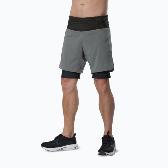 Zdjęcie produktu Spodenki do biegania męskie Mizuno Trail Multipocket 2in1 lava smoke Szary