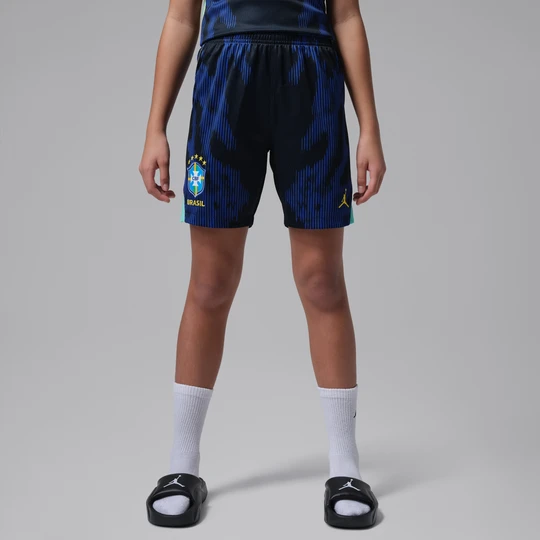 Zdjęcie produktu Spodenki do piłki nożnej dla dużych dzieci Jordan Dri-FIT Brazylia Stadium 2026 (wersja wyjazdowa) – replika - Niebieski
