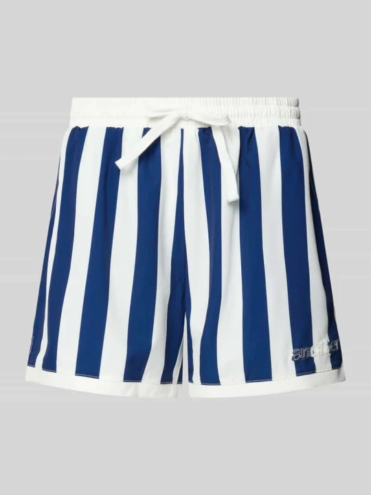 Zdjęcie produktu Spodenki kąpielowe o kroju regular fit z detalem z logo Another Cotton Lab Granatowy