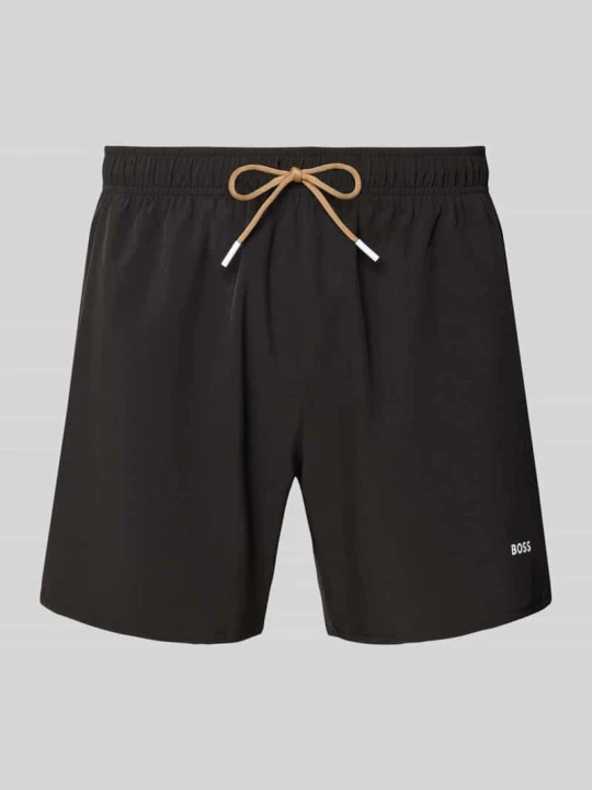 Zdjęcie produktu Spodenki kąpielowe o kroju regular fit z detalem z logo Boss Czarny