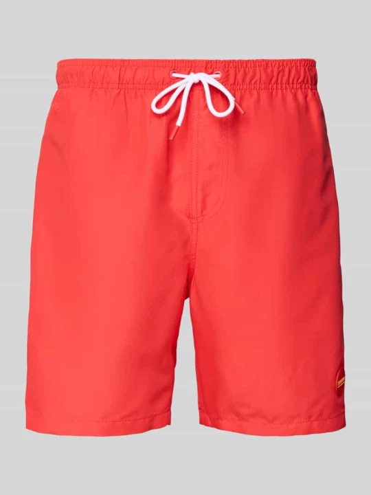 Zdjęcie produktu Spodenki kąpielowe o kroju regular fit z naszywką z logo model ‘Mike’ Shiwi Koralowy