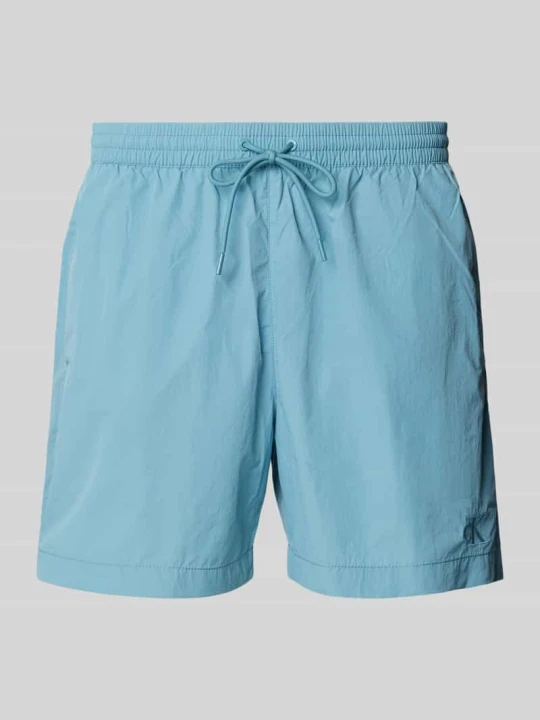 Zdjęcie produktu Spodenki kąpielowe o kroju regular fit z wyhaftowanym logo model ‘DRAWSTRING’ Calvin Klein Turkusowy