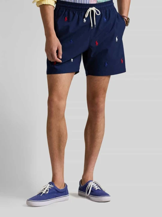 Zdjęcie produktu Spodenki kąpielowe o kroju regular fit z wyhaftowanym logo Polo Ralph Lauren Ciemnoniebieski