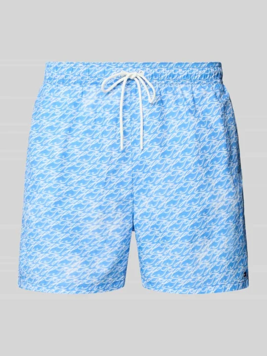 Zdjęcie produktu Spodenki kąpielowe o kroju regular fit z wyhaftowanym logo Tommy Hilfiger Błękitny