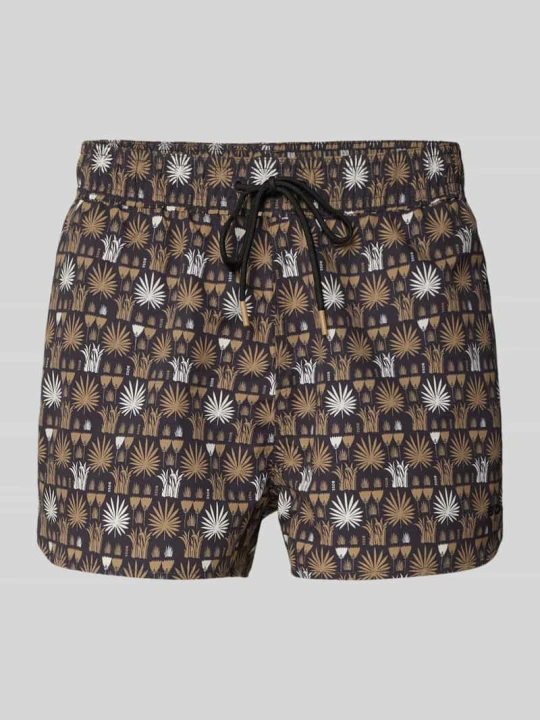 Zdjęcie produktu Spodenki kąpielowe o kroju regular fit ze wzorem na całej powierzchni model 'CALA' Boss Średniobrązowy
