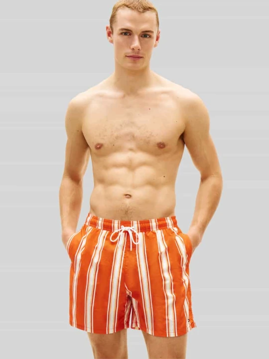Zdjęcie produktu Spodenki kąpielowe o kroju regular fit ze wzorem na całej powierzchni Tommy Hilfiger Pomarańczowy