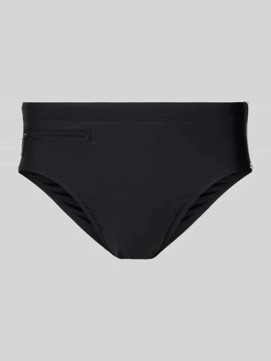Zdjęcie produktu Spodenki kąpielowe o kroju slim fit z kieszenią zapinaną na zamek błyskawiczny Schiesser Czarny