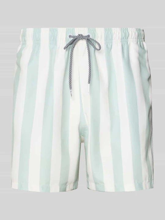 Zdjęcie produktu Spodenki kąpielowe we wzór na całej powierzchni model 'Fistral Stripe' BOARDIES Jasnozielony