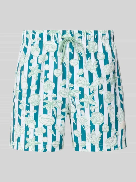 Zdjęcie produktu Spodenki kąpielowe we wzór na całej powierzchni model 'MAUI VIBES NOVELTY' Jack&Jones Miętowy