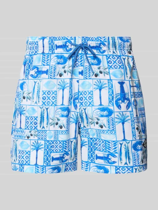 Zdjęcie produktu Spodenki kąpielowe we wzór na całej powierzchni model 'MAUI VIBES NOVELTY' Jack&Jones Niebieski