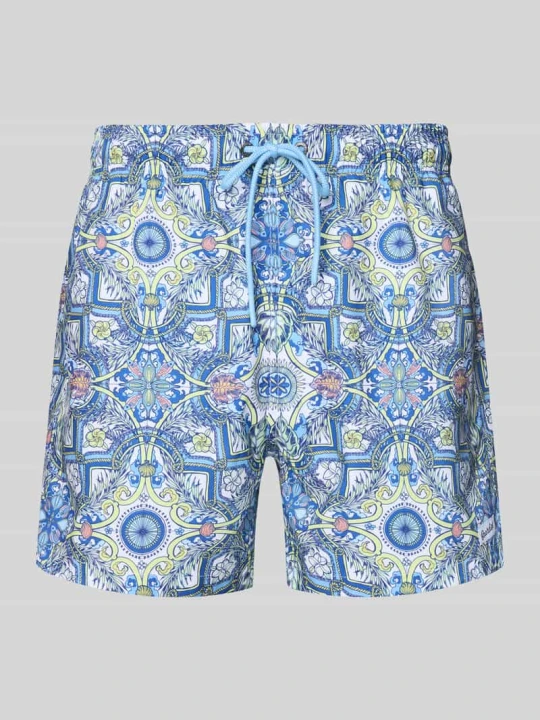 Zdjęcie produktu Spodenki kąpielowe we wzór na całej powierzchni model 'Sicilia' BOARDIES Niebieski
