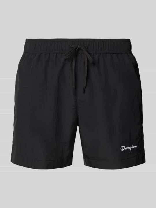 Zdjęcie produktu Spodenki kąpielowe z elastycznym pasem i wyhaftowanym logo Champion Czarny