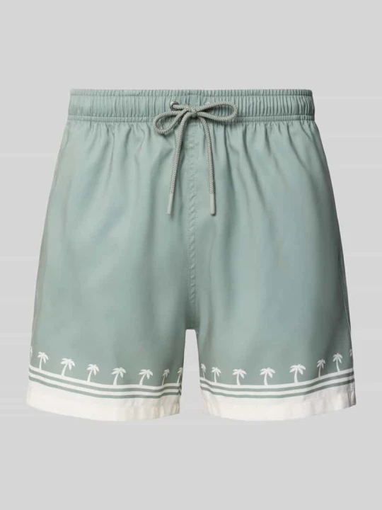 Zdjęcie produktu Spodenki kąpielowe z elastycznym pasem model 'Shore Palm' BOARDIES Khaki