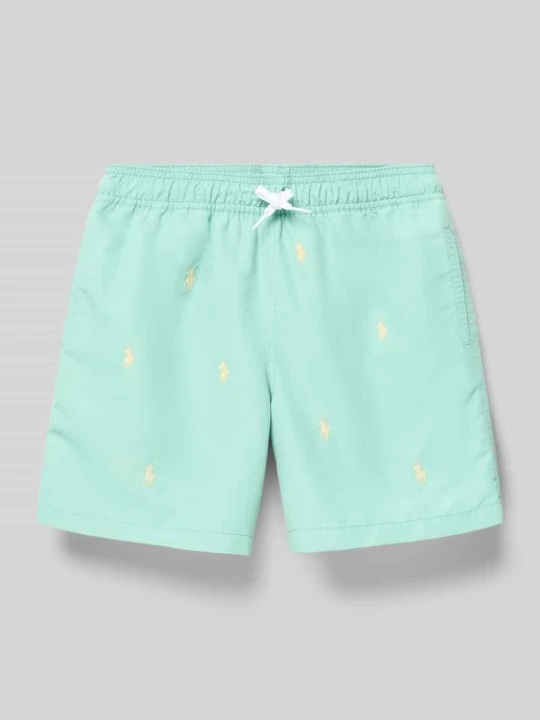 Zdjęcie produktu Spodenki kąpielowe z haftem na całej powierzchni model 'TRAVELLER' Polo Ralph Lauren Miętowy