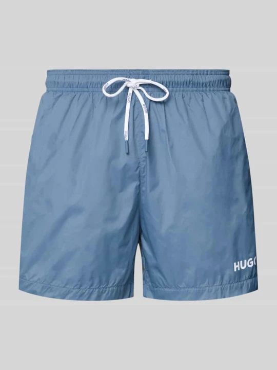 Zdjęcie produktu Spodenki kąpielowe z nadrukiem z logo model „HAITI” Hugo Jasnoniebieski