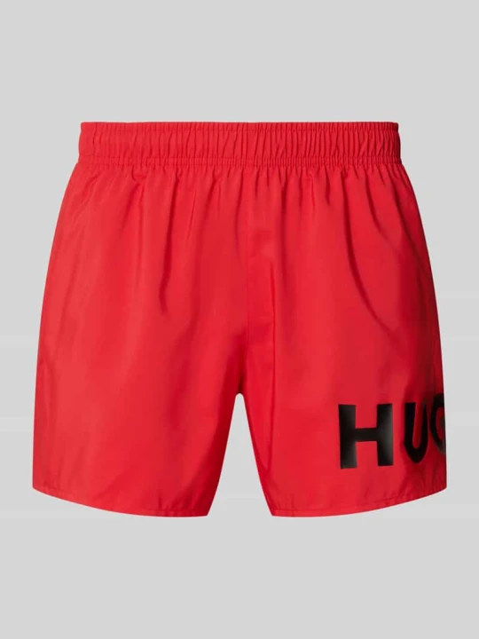 Zdjęcie produktu Spodenki kąpielowe z nadrukiem z logo model „MAKAI” Hugo Czerwony