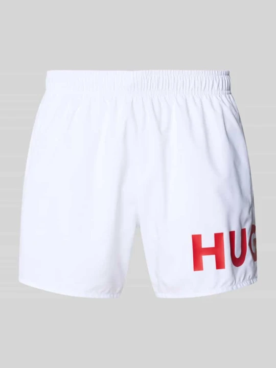 Zdjęcie produktu Spodenki kąpielowe z nadrukiem z logo model „MAKAI” Hugo Biały