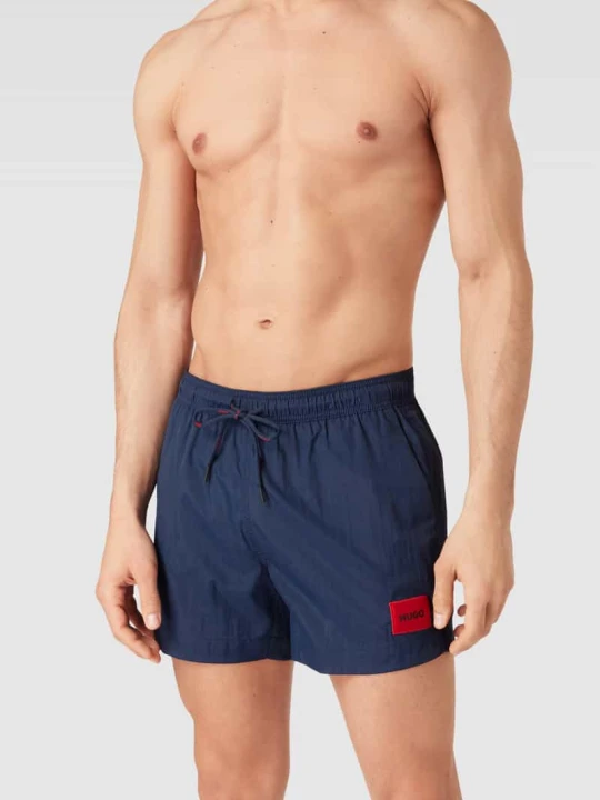 Zdjęcie produktu Spodenki kąpielowe z naszywką z logo model ‘Dominica’ Hugo Granatowy
