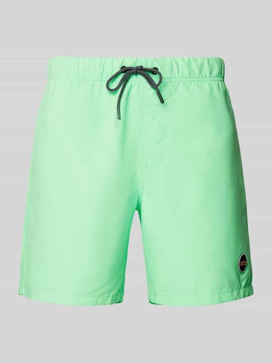 Zdjęcie produktu Spodenki kąpielowe z naszywką z logo model ‘Mike’ Shiwi Neonowy zielony