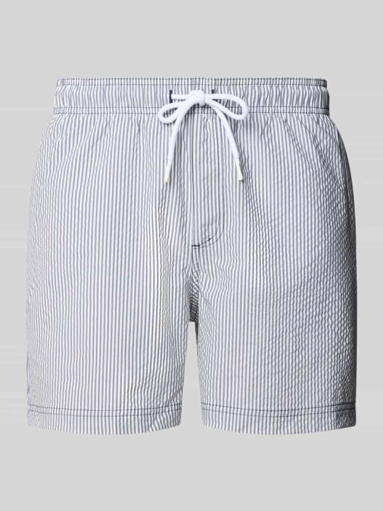 Zdjęcie produktu Spodenki kąpielowe z seersucker z elastycznym pasem model 'MAUI OCEAN' Jack&Jones Granatowy
