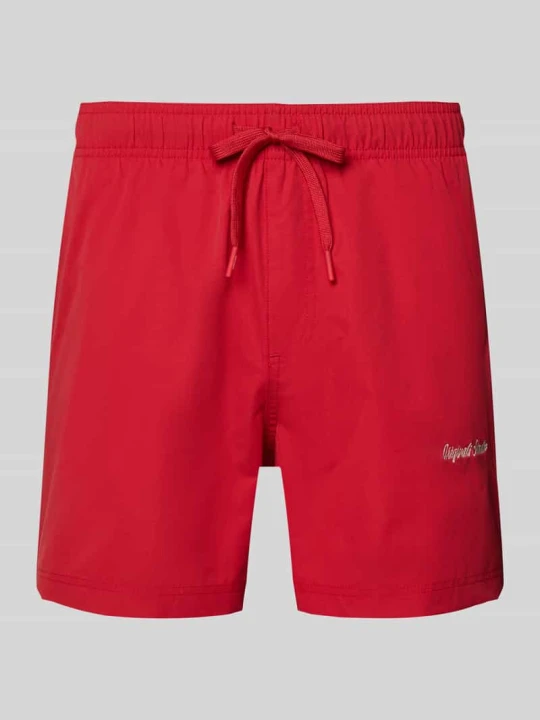Zdjęcie produktu Spodenki kąpielowe z wyhaftowanym logo model „MAUI” Jack&Jones Czerwony