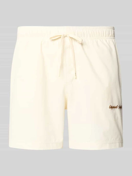 Zdjęcie produktu Spodenki kąpielowe z wyhaftowanym logo model „MAUI” Jack&Jones Złamany biały