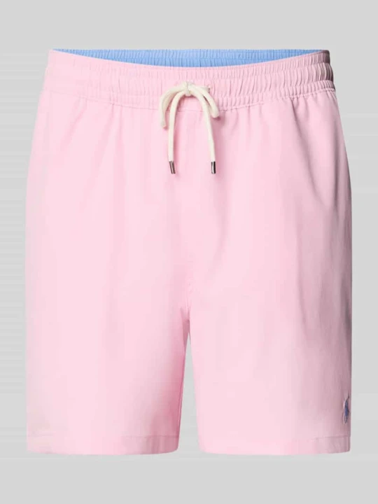 Zdjęcie produktu spodenki kąpielowe z wyhaftowanym logo model 'TRAVELER' Polo Ralph Lauren Różowawy